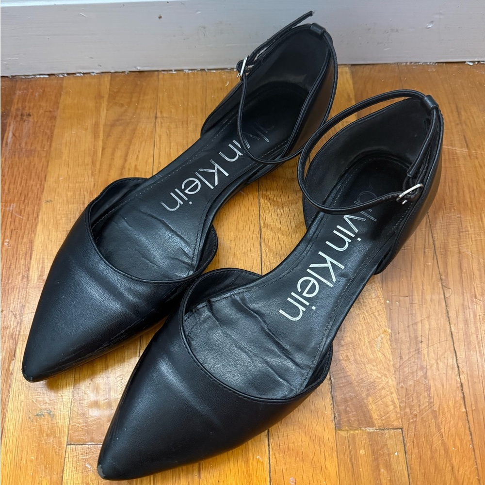 Calvin Klein Black Pointed-Toe Flats